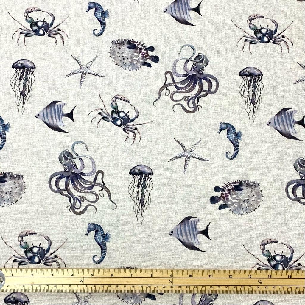 Ocean Life Digital Print Cotton Canvas Fabric