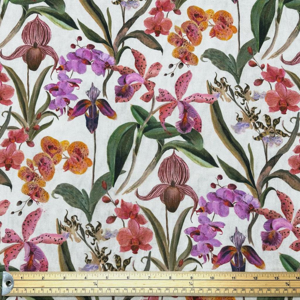 Orchids Cotton Canvas Fabric