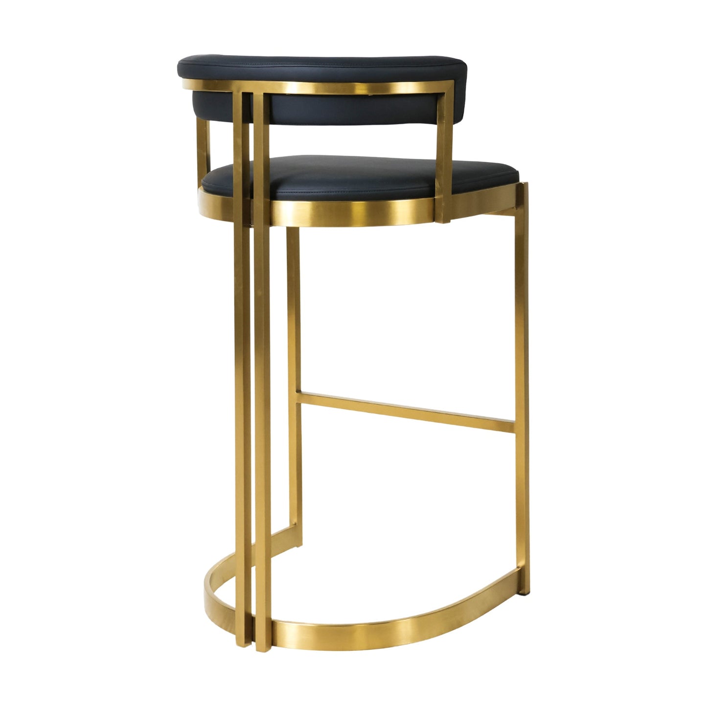 Ballantine Bar Stool in Black Leather Brass