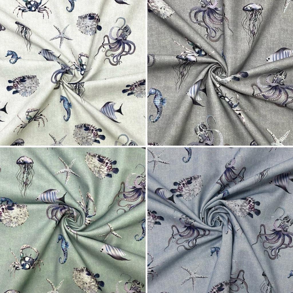 Ocean Life Digital Print Cotton Canvas Fabric