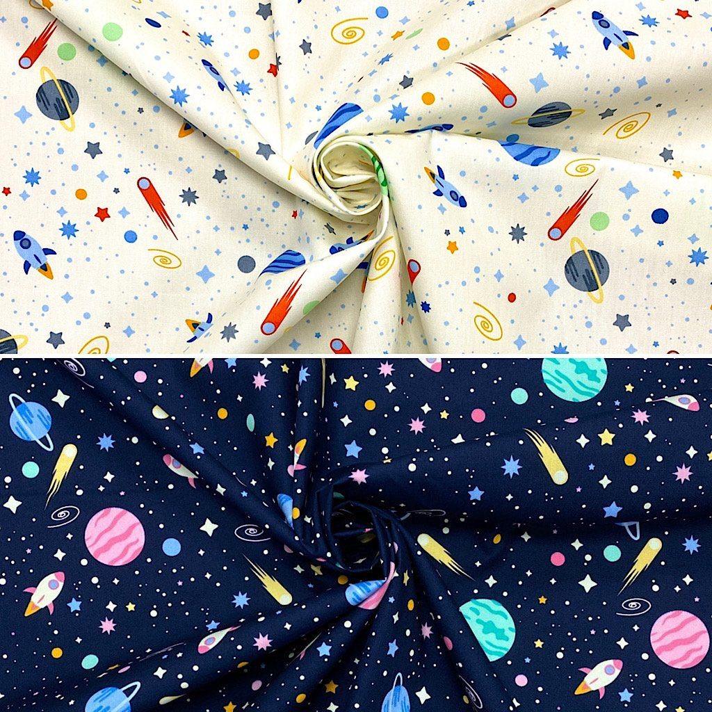 Outer Space Rose & Hubble Cotton Poplin Fabric