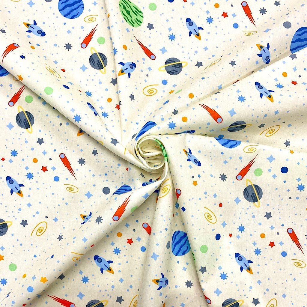 Outer Space Rose & Hubble Cotton Poplin Fabric