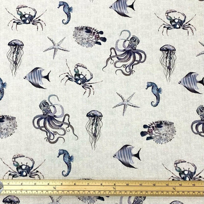 Ocean Life Digital Print Cotton Canvas Fabric