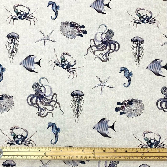 Ocean Life Digital Print Cotton Canvas Fabric