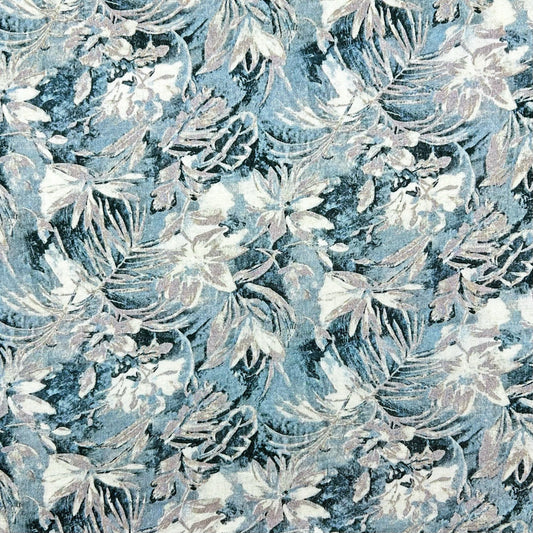 Ocean Breeze Bloom Linen Viscose Fabric