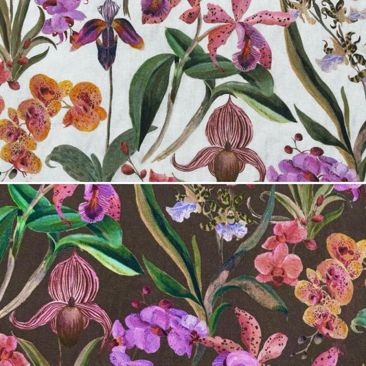 Orchids Cotton Canvas Fabric