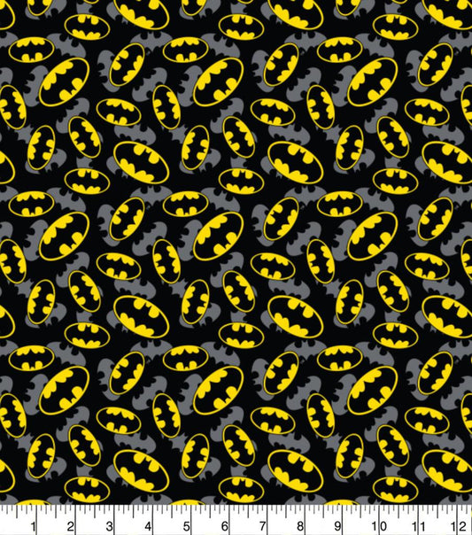 Overlapped Batman Logos Cotton Fabric