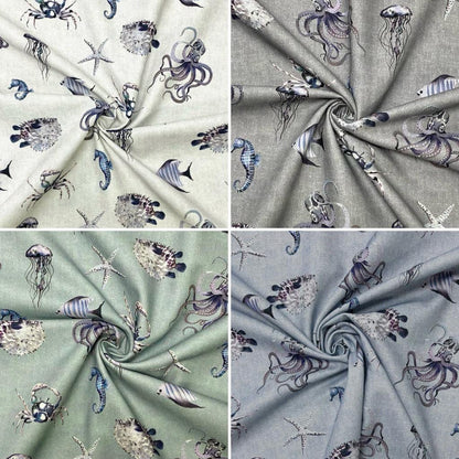 Ocean Life Digital Print Cotton Canvas Fabric