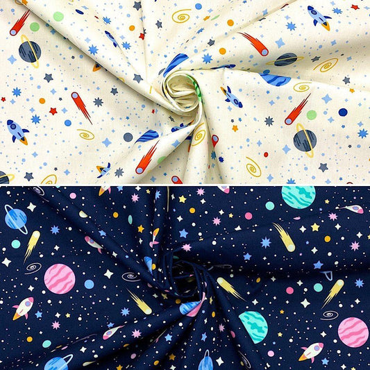Outer Space Rose & Hubble Cotton Poplin Fabric