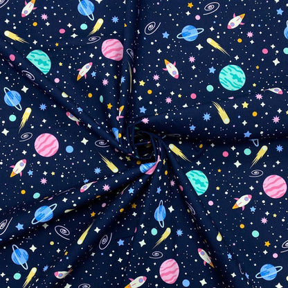 Outer Space Rose & Hubble Cotton Poplin Fabric